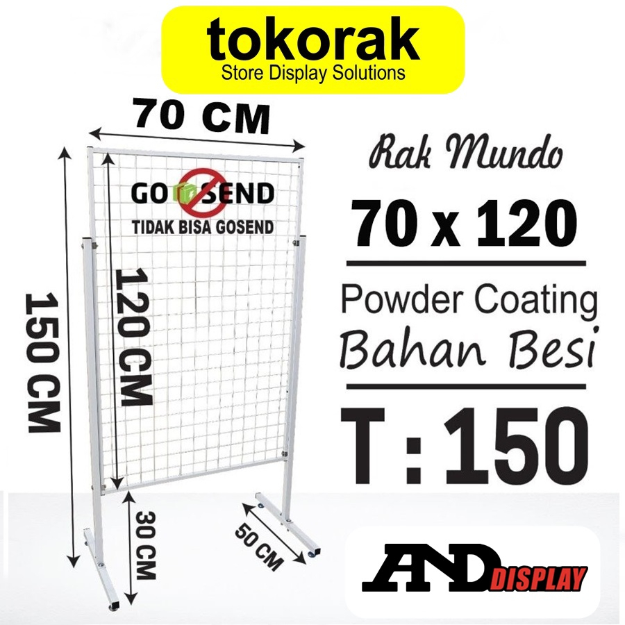 RAK MUNDO 70 X 120 CM DISPLAY KAKI RAM JARING DINDING CANTOLAN SINGLE