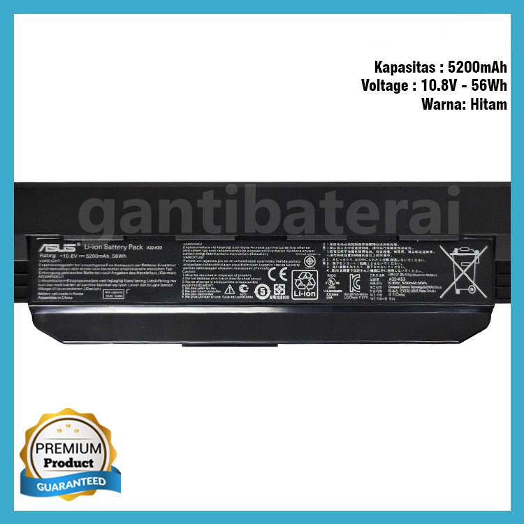 Baterai Laptop A43S A44H K43U K53 K43 A32-K53