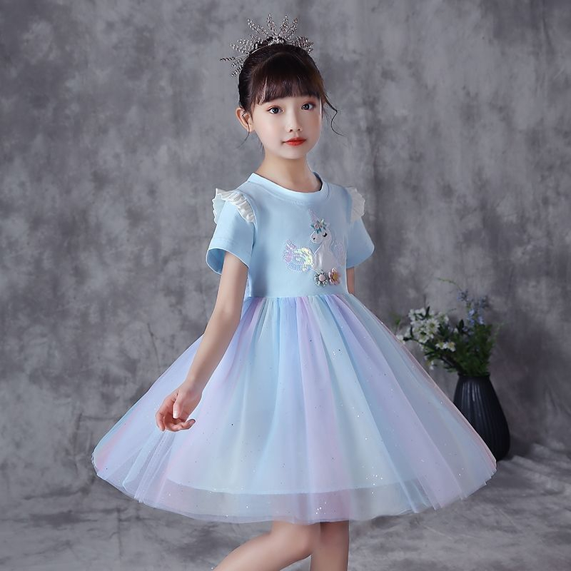 3-10Tahun Dress unicorn tutu baju pesta Princess snowflake anak perempuan berkualitas gaun payet