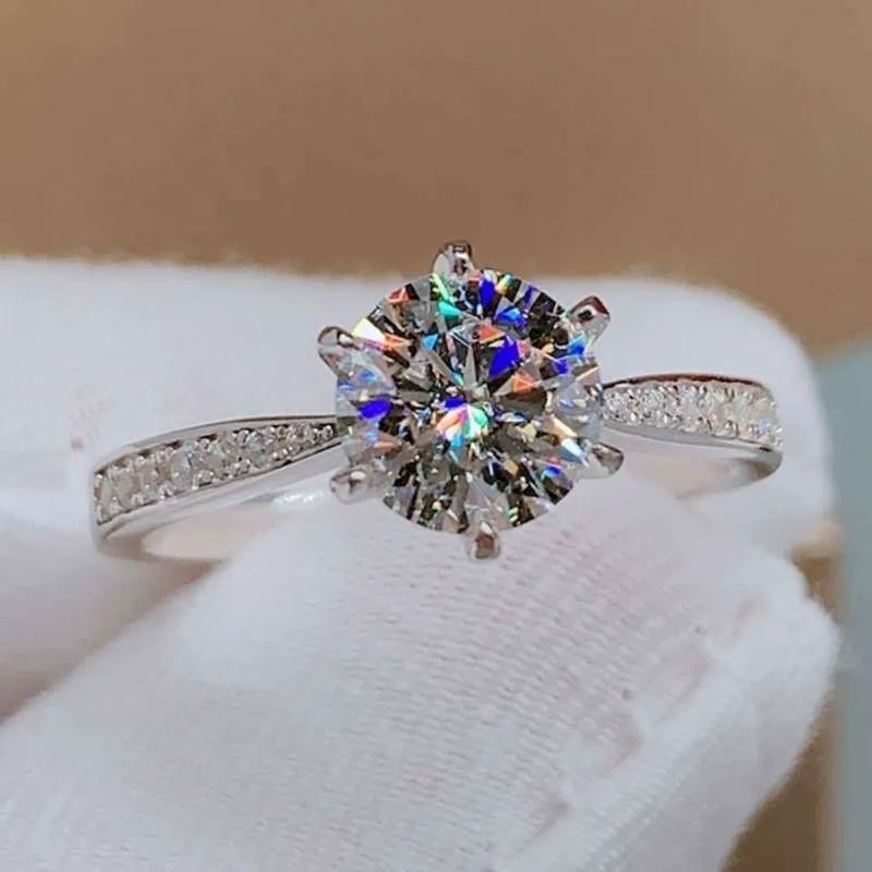 Cincin Silver 925 Platinum Berlian Wanita Pria Nikah Tunangan anti karat premium impor