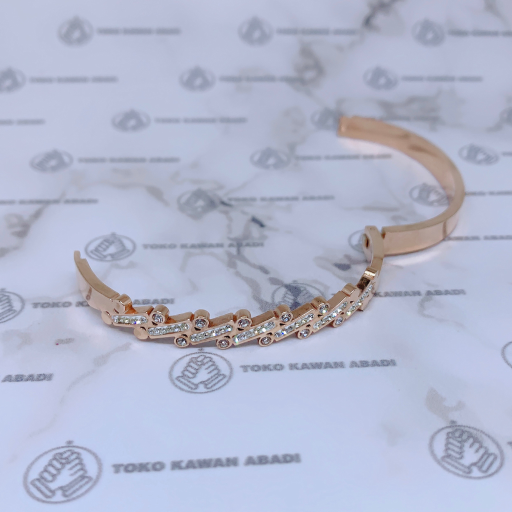 Titanium Rose Gold Gelang Tangan Dewasa Model Rantai Permata Gantung *58