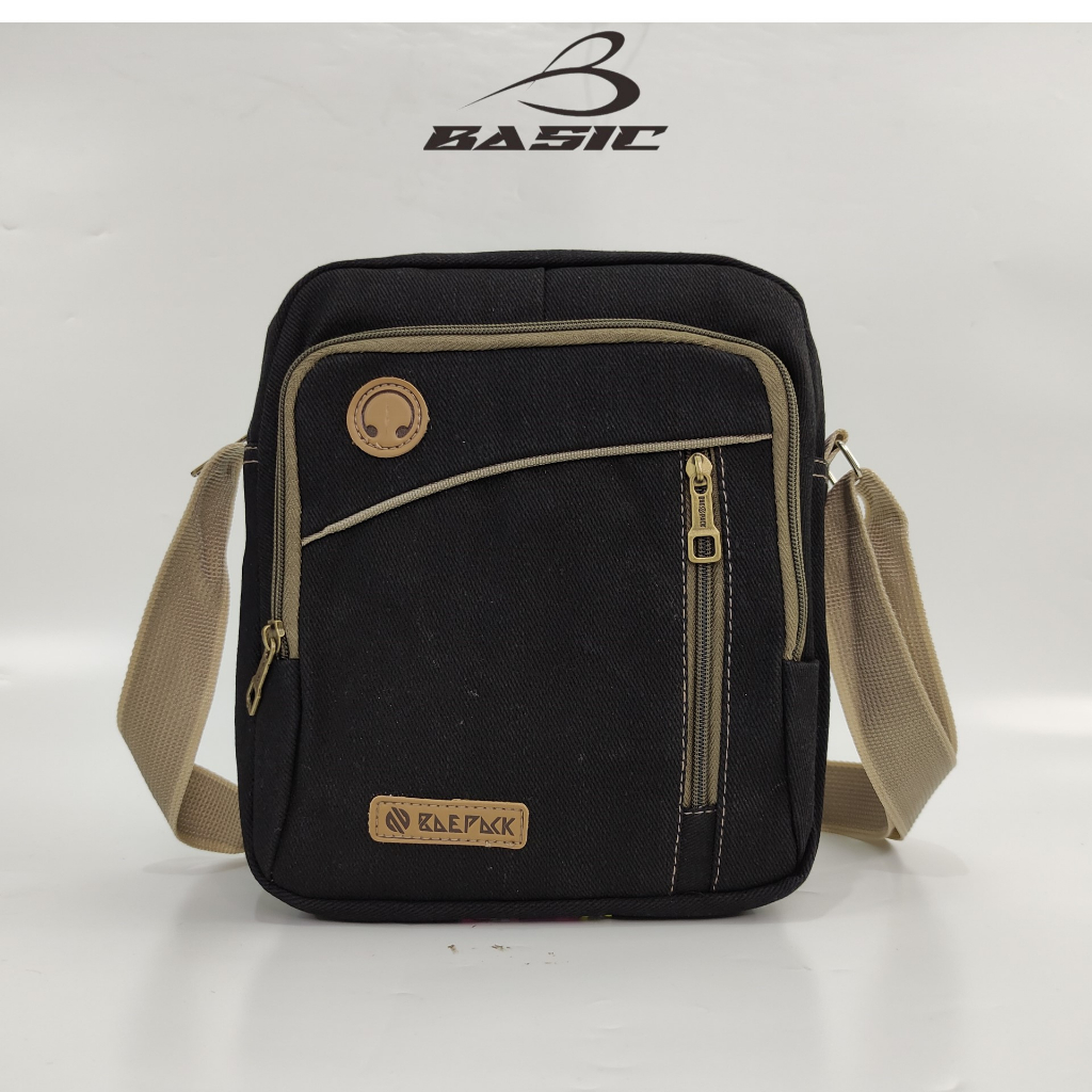 Baepack Tas Selempang kanvas Cowok Brandon Hitam Original Baepack/ Tas Bahu Canvas Cowok  / Tas Kanv