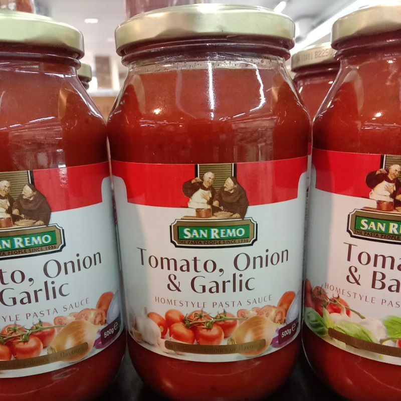 

san remo saus tomato,onion & garcil 500g