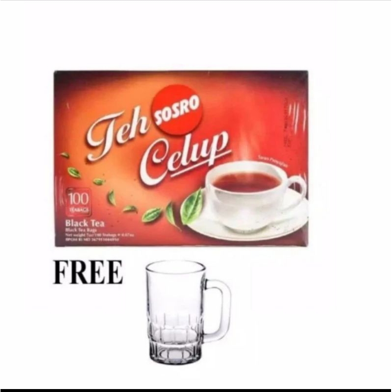 

1 pak teh celup sosro 100 celup + gelas gagang