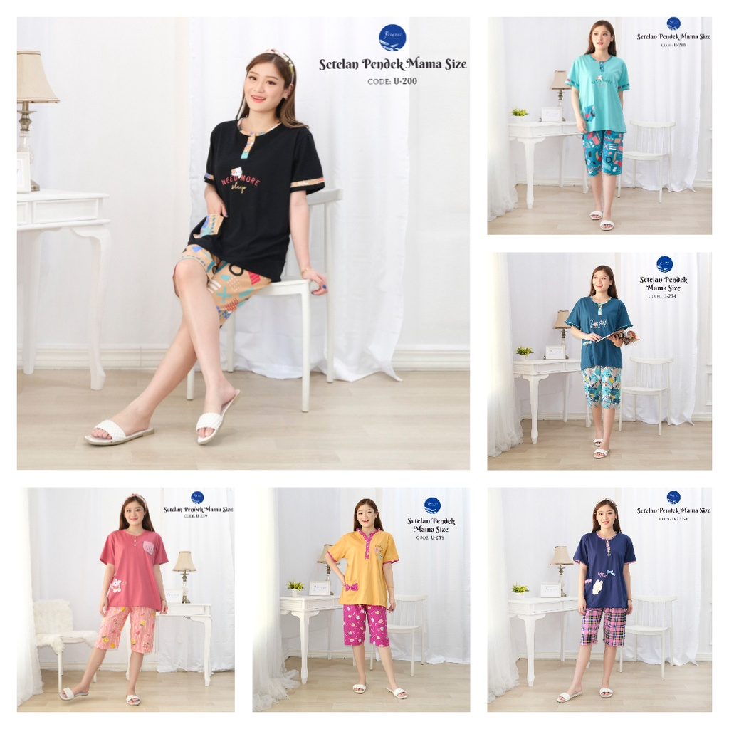 RM016 Setelan Pendek  Mamasize Merek Forever Sweet Grosir Baju Tidur Piyama Wanita dewasa terbaru ba