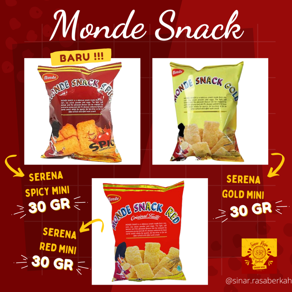 

Monde Serena Gold Mini, Monde Serena Red Mini dan Monde Serena Snack Spicy Mini 30gr