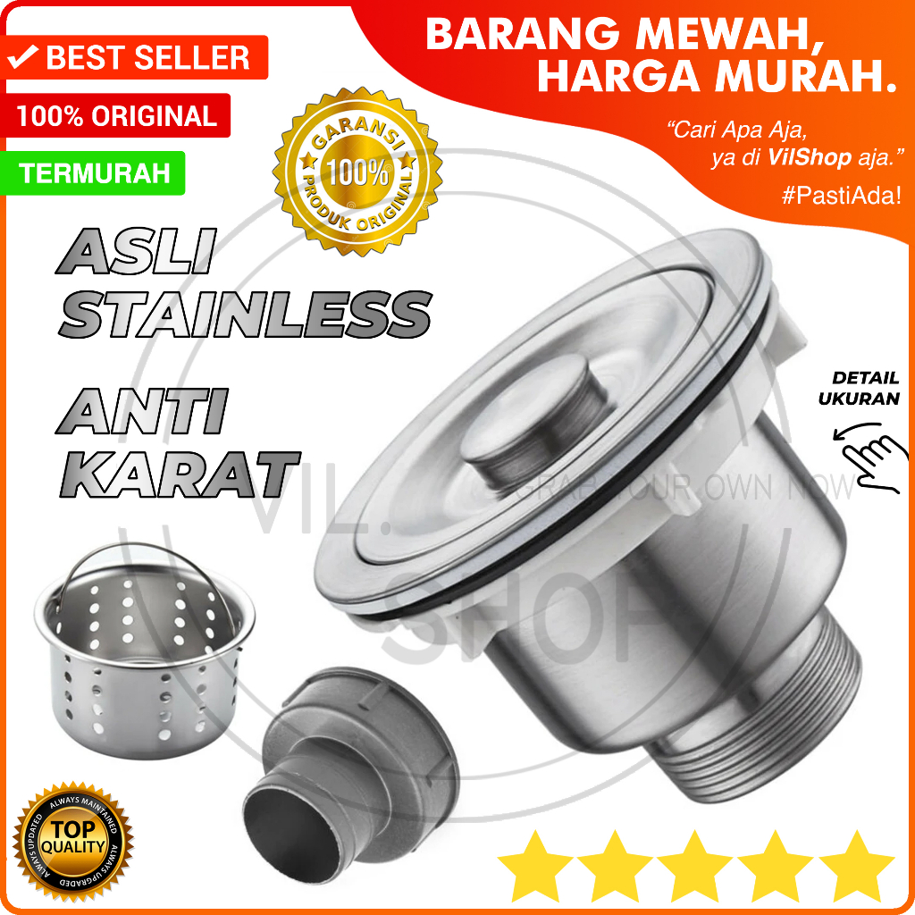 SARINGAN BAK CUCI PIRING WASTAFEL DAPUR STAINLESS STEEL ASLI ANTI KARAT 304 BAGUS / AFUR BUANGAN SIN
