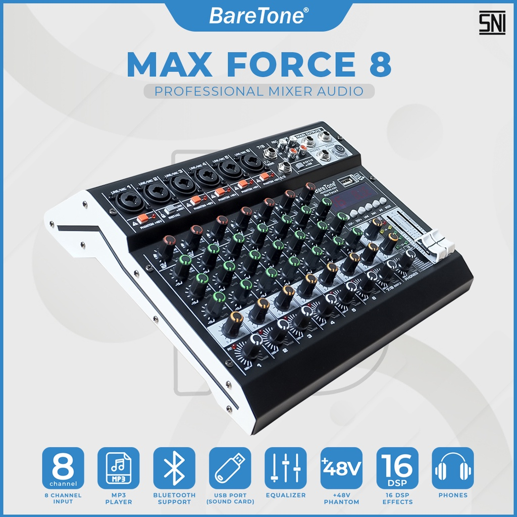 Mixer Audio BareTone Max Force 8 - Professional MIxer 8 channel force8