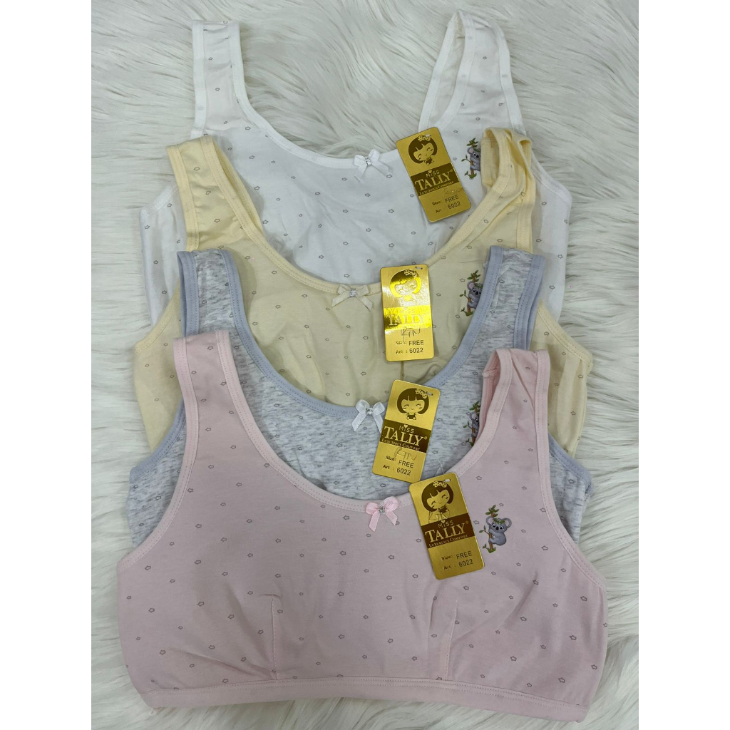 MINISET 6022 TALLY - TALLY MINISET 6022 I TANPA BUSA I FREE SIZE I BAHAN KATUN MINISET TALLY 6022 BAHAN KATUNTALLY Miniset Anak Busa Tipis Tanpa Kawat Bahan Katun Size Besar Minibra Anak Step 1 Motif M 6022