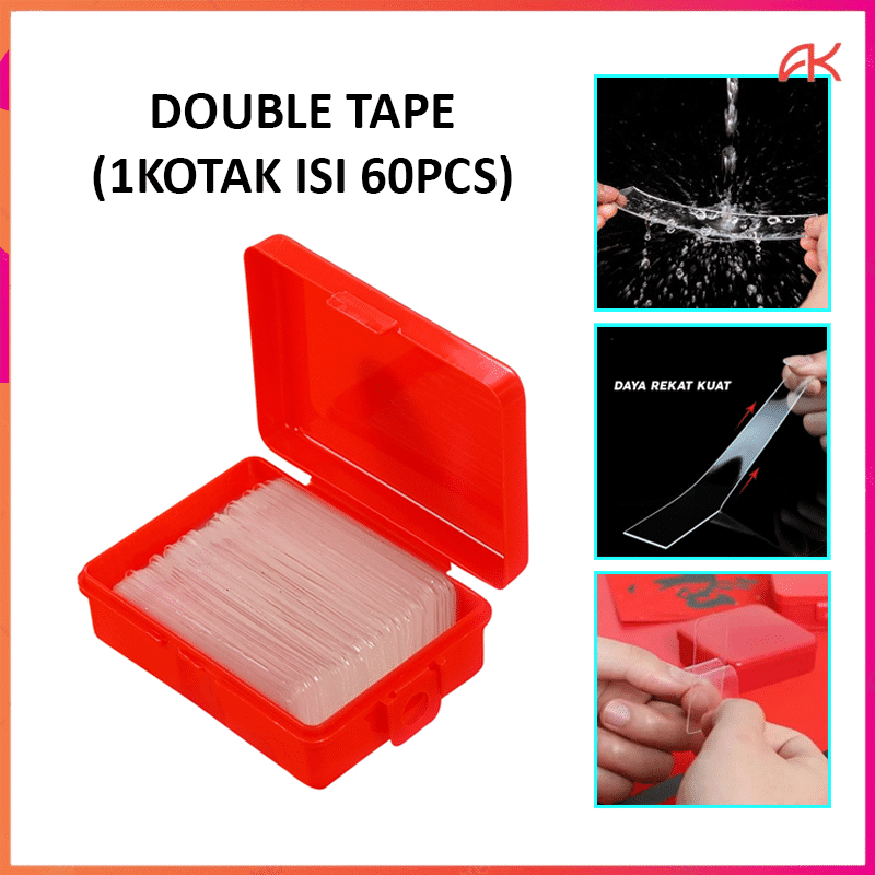 

ANK DOUBLE TAPE MINI ISI 60PCS PER BOX / NANO TAPE BENING SERBAGUNA