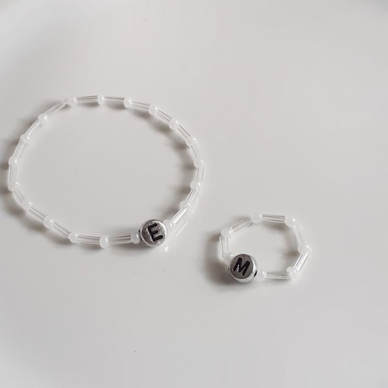 Gelang dan cincin inisial huruf | Gelang Cincin Manik Huruf | Beads Bracelet | Beads Ring