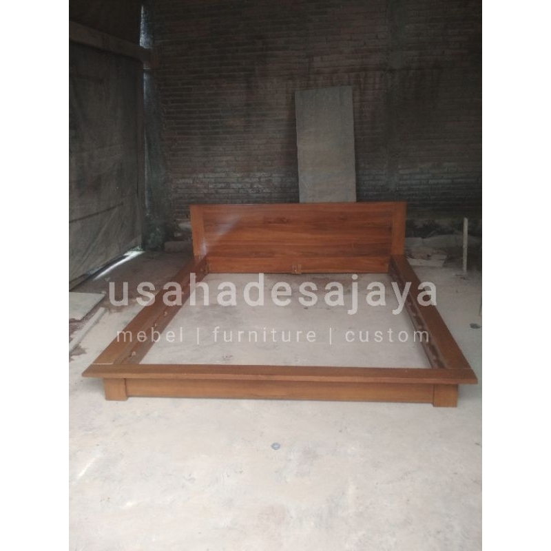 Ranjang dipan tempat tidur minimalis single tanpa laci kayu jati