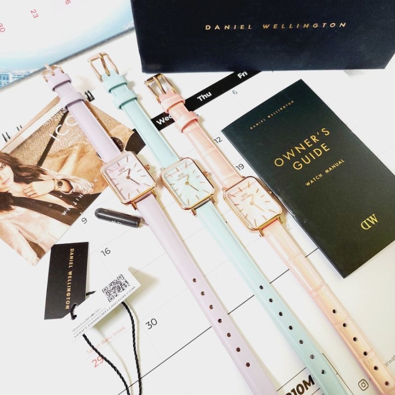 Jam Tangan Wanita Daniel Welington DW Quadro Rouge Lavender Bluebell Original