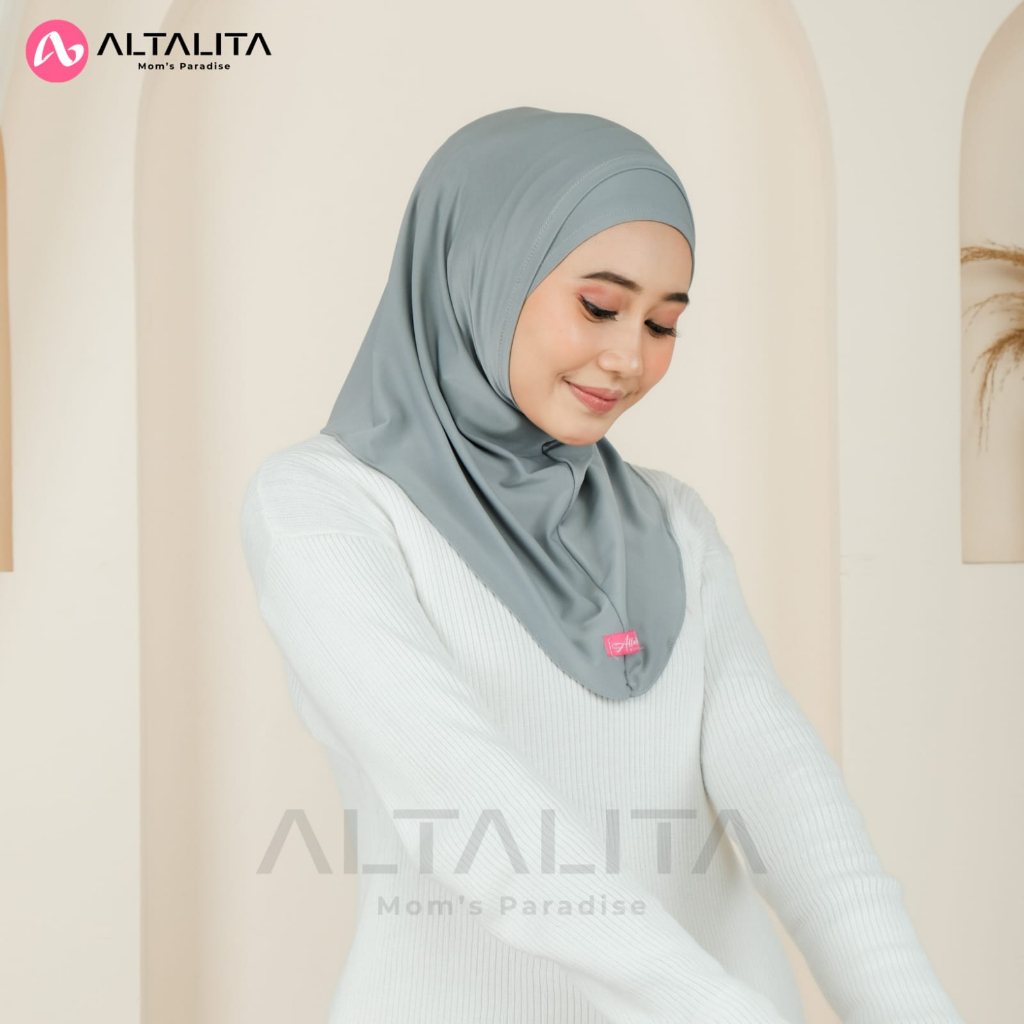 Altalita - Kerudung Instan Helma Bergo Sport Lubang Telinga Masker Headset Earphone Kacamata Bahan Jersey Premium Cocok untuk Olahraga Volly Futsal Senam dan Sehari-hari