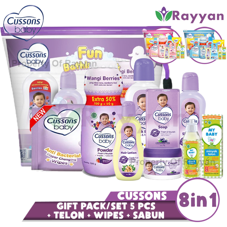 (CP)Cussons Baby Pack 9in1 | Fun Bathing/Complete Essential |Cussons Baby Gift Set ISI 9|Paket Kado Melahirkan Cussons 9in1 | Kado Bayi Baru Lahir Cussons Ukuran Besar/Paket Mandi Hemat/Wipes/Paket Telon 30 Ml/Cussons Set Baby Telon/Sabun Mandi Bayi