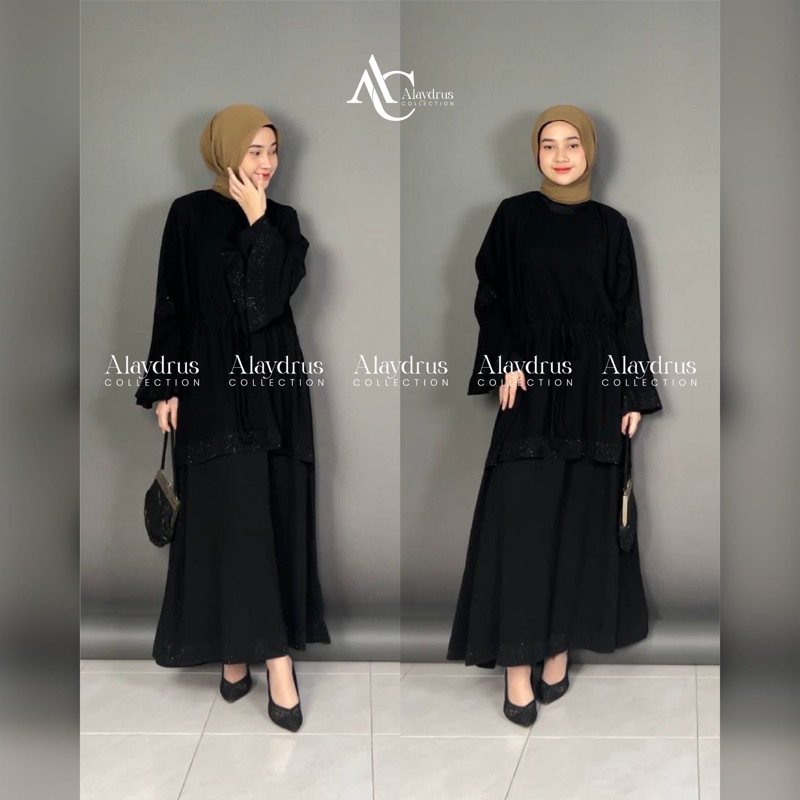 Abaya Gamis Hitam Dress Arab Saudi Bahan Jetblack 658