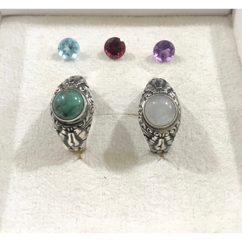 cincin perak model klasik permata dengan request