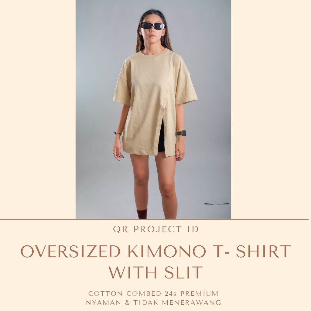 Kaos Polos Oversized Tshirt Kimono With Highslit Katun Combed 24s Premium