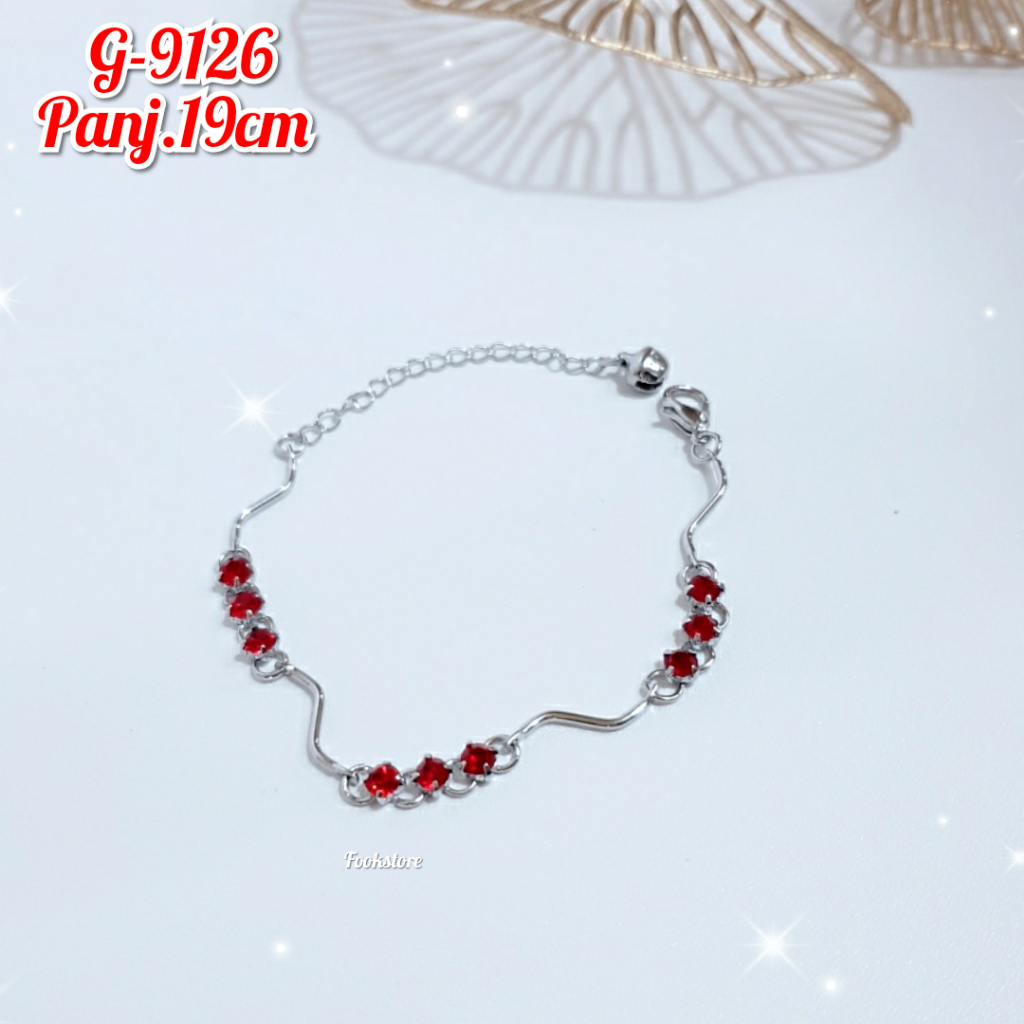 GELANG RANTAI DEWASA WARNA SILVER MOTIF PERMATA ZICRON/G-9124