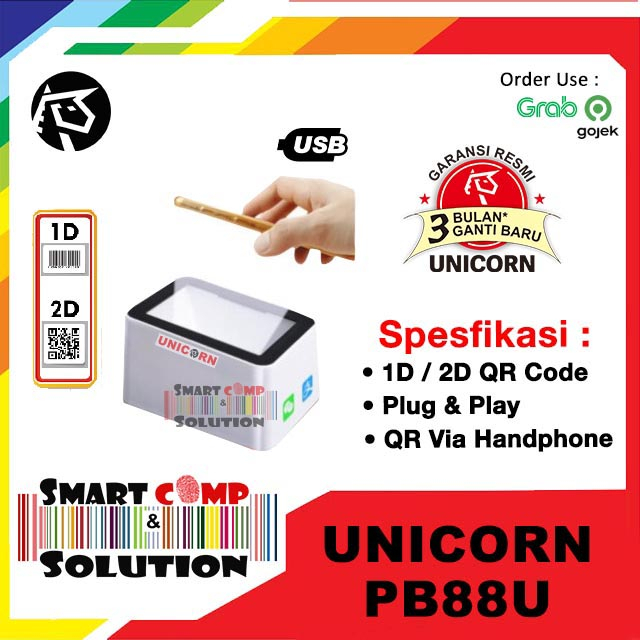 Scanner Barcode Omni 2D Unicorn PB-88U/ PB88U- Reader Payment Box USB