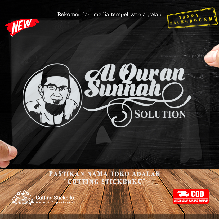 Cutting Stiker Al-Qur'an Sunnah Solution Variasi Motor Mobil Sticker Islami Dakwah Ustad Adi Skotlet Timbul Keren Nyala Dasbor Spakbor Visor Body Kaca Helm Bogo Laptop Hologram Reflective Tahan Air Veriasi Bodi Samping Knalpot Windshield Truk Pickup