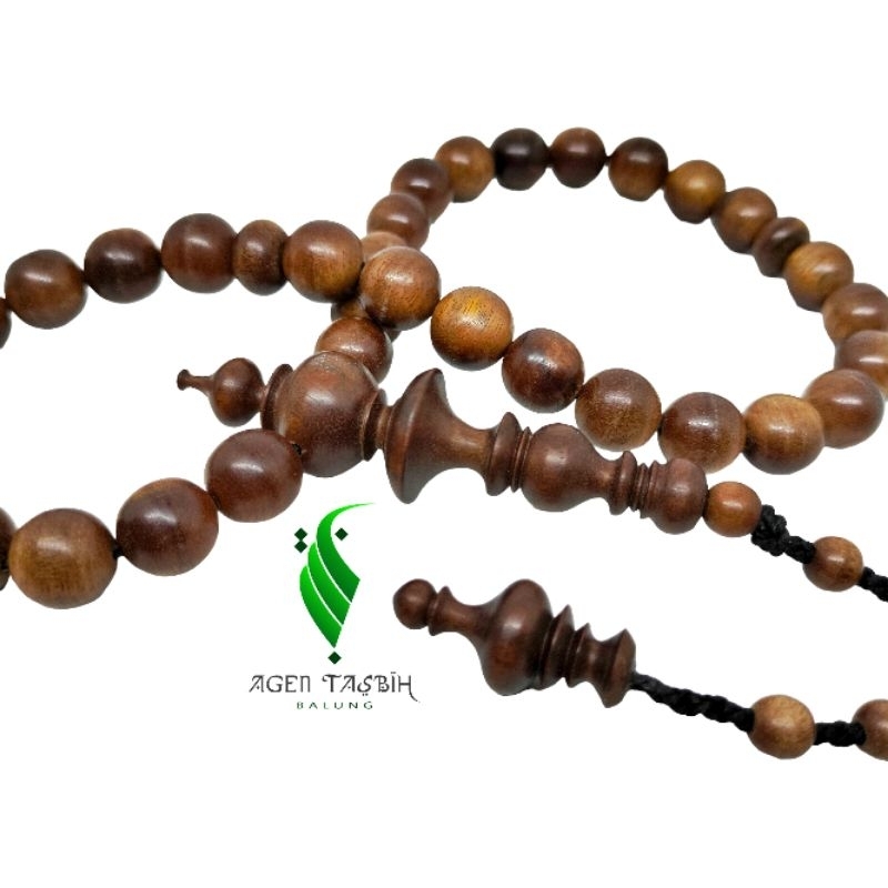 Tasbih 33 butir kayu Setigi Wulung size 9mm Original