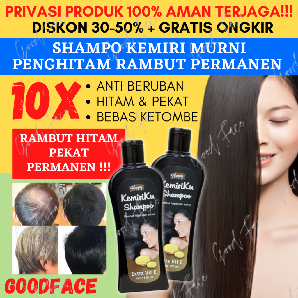 SHAMPO UBAN SAMPO PENGHITAM RAMBUT UBAN HAPPY SHAMPOO KEMIRIKU 100ML SHAMPO PENGHILANG KETOMBE TREATMENT RAMBUT