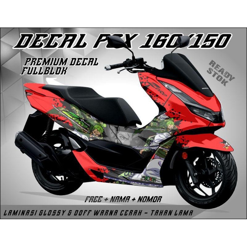 sticker decal variasi Honda PCX 160 new full body motip one piece Zoro striping variasi decal PCX 20
