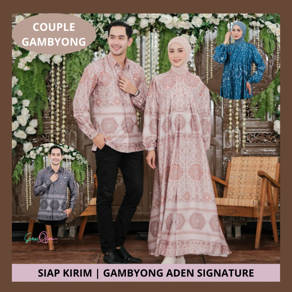 Couple Gambyong Gamis Koko Lebaran Armani Silk Batik Mewah By Aden Signature