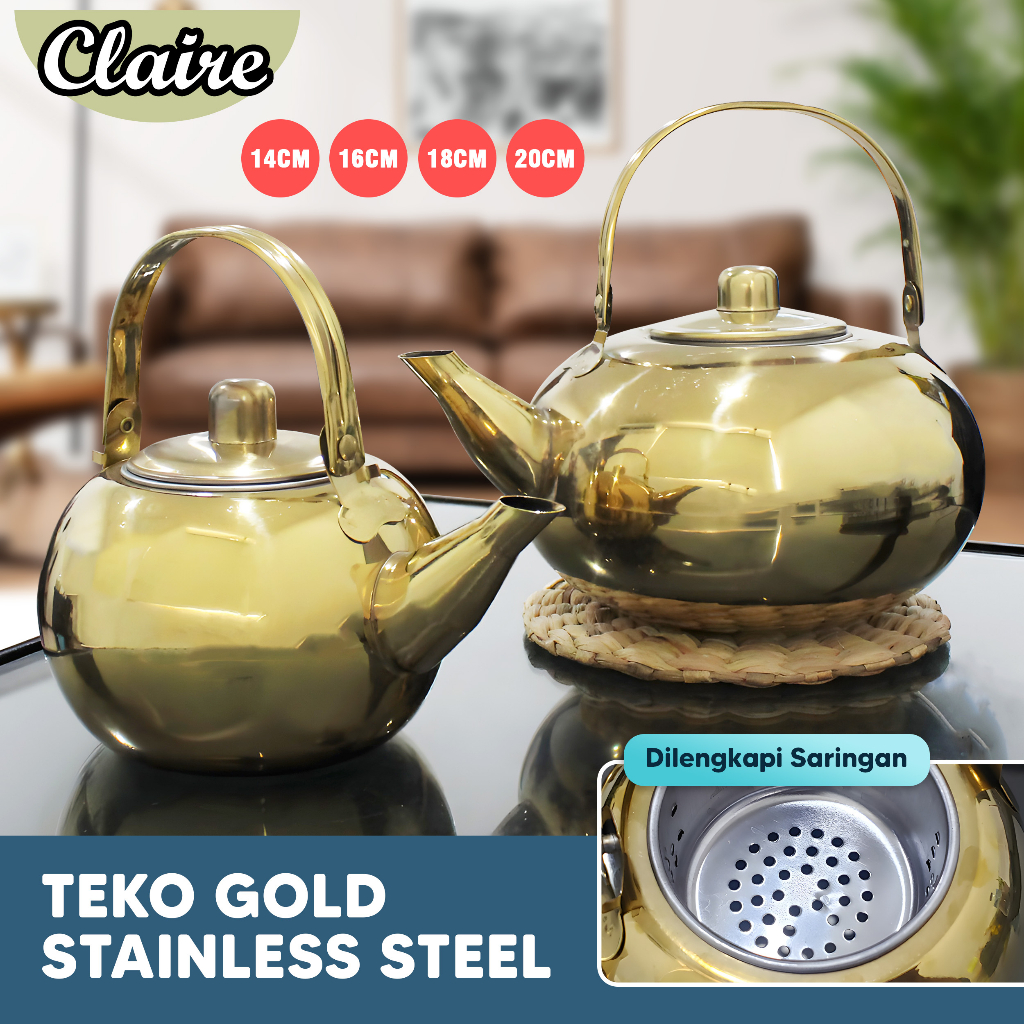 Teko Gold Stainless Steel Saringan Teh / Teko Arab Stainless Steel