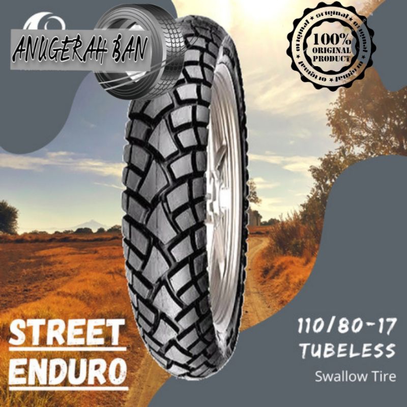 Ban Luar 110 80 x 17 SB117 Street Enduro Swallow Tubless  - 110 80 ring 17 SB 117 TL - Swalow