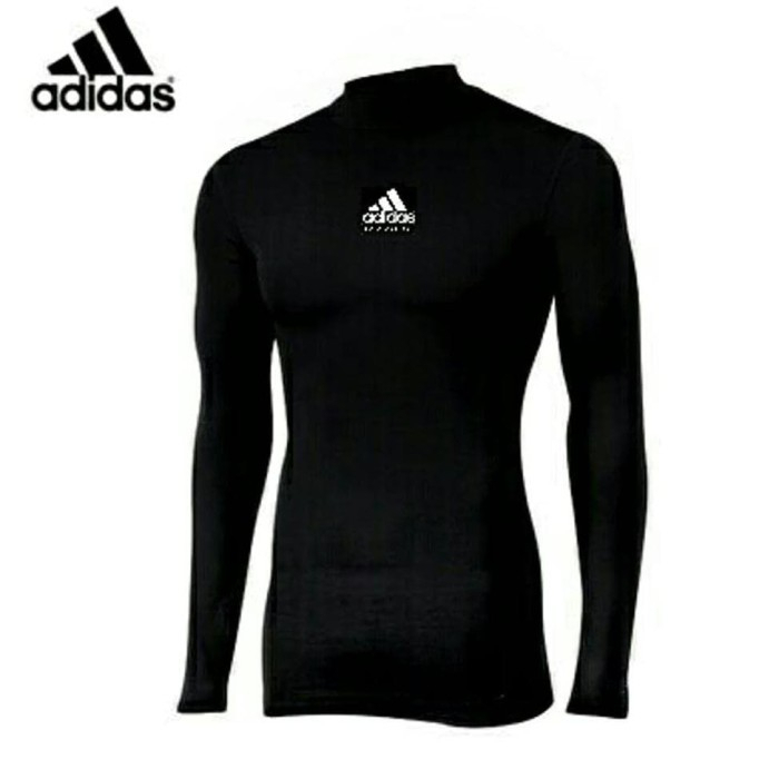 Manset Baju kaos adidas lengan panjang hitam pria olahraga