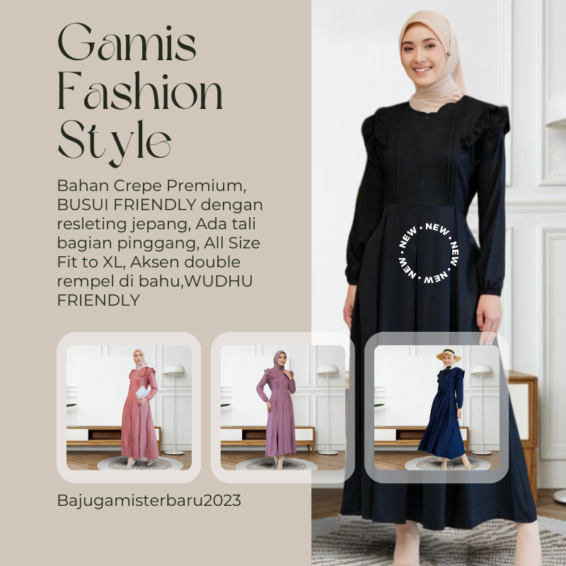 Baju Gamis Terbaru 2023 Lebaran Wanita AZKIA Dress Muslim Kondangan Remaja Crepe Premium Polos Mewah Dres Gamis Syari Fashion Muslimah Model Terbaru2023 Premium Dewasa Elegan Simple Terlaris Buat Outfit Lebaran Busui Bahan Adem