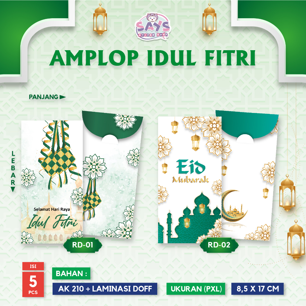 

AMPLOP IDUL FITRI EID MUBARAK PANJANG CUSTOM [ISI 5PCS]