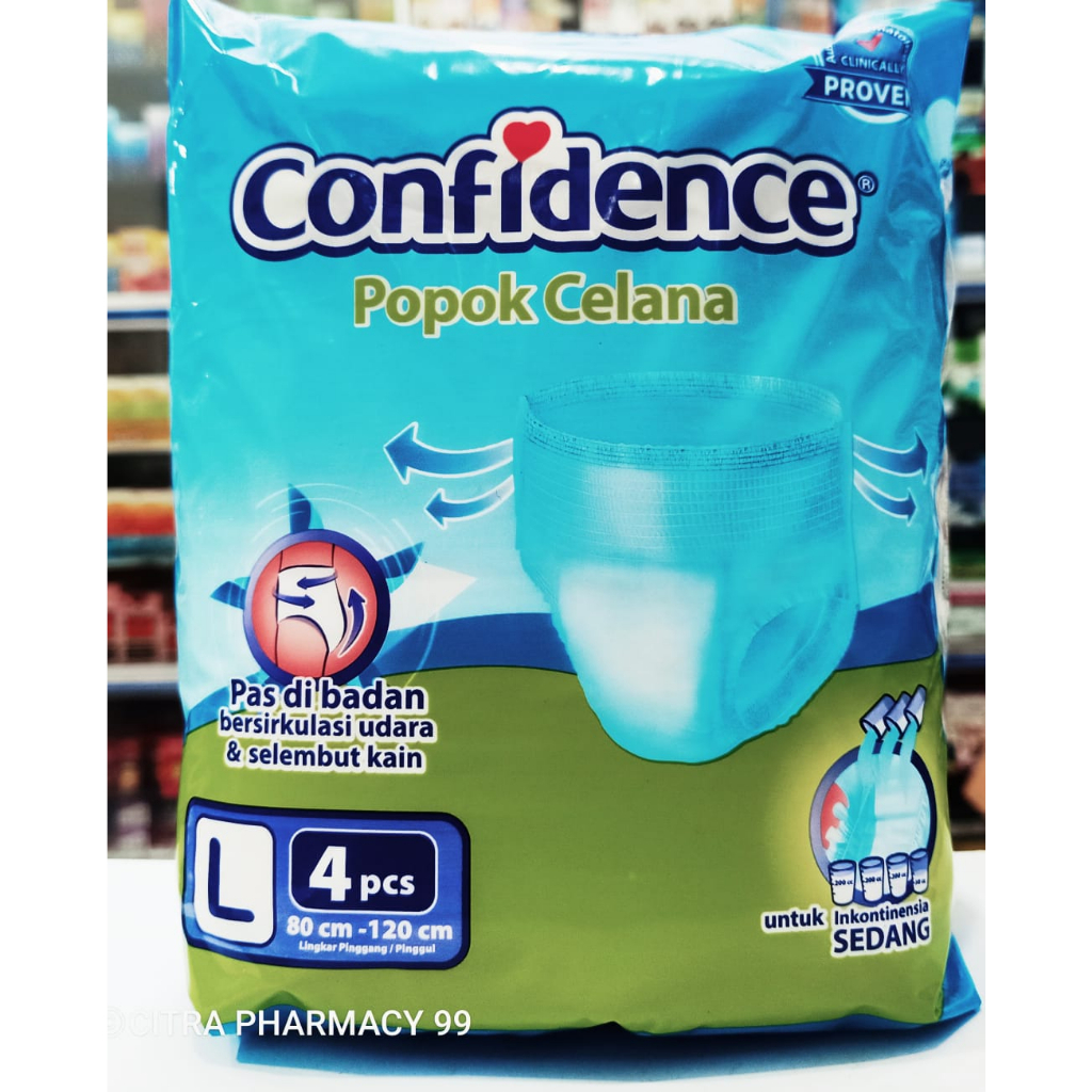 Confidence Adult Pants 𝐔𝐤𝐮𝐫𝐚𝐧 𝐋 𝐈𝐬𝐢 𝟒𝐩𝐜𝐬 - Popok Celana Dewasa dan Lansia