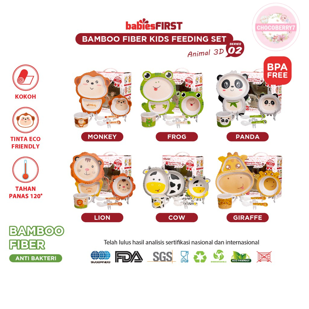 babiesFIRST Bamboo Fiber ANIMAL Feeding Set / Tempat Makan Anak / Set Piring Makan Anak BF504 WHALE LION HORSE OWL ELEPHANT BF504