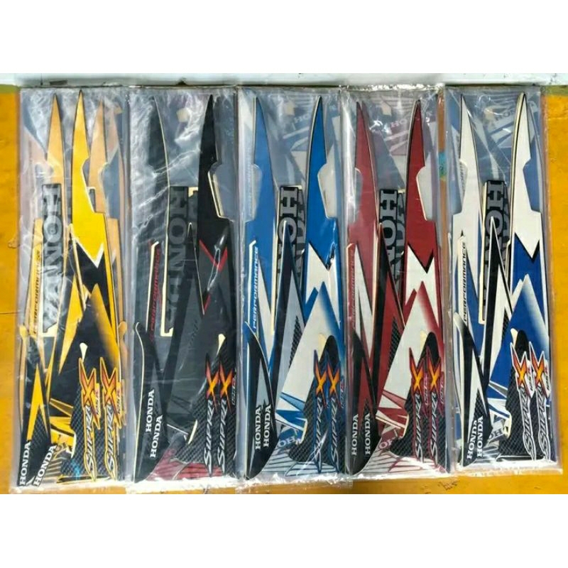 Stiker Striping / motor Supra X 125 2007 stiker ori suprax 125 karbu pgm fi / full body sticker Supr