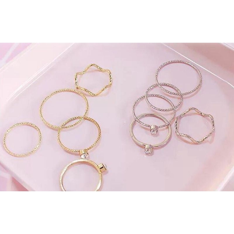 FerenHongXia Cincin Perak Wanita 5 PCS H25 Fashion B14