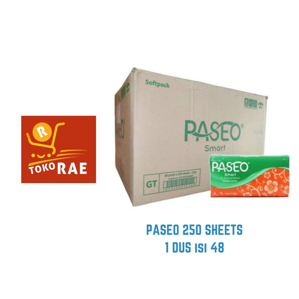 Tisu Paseo Smart Facial 250 Sheets 1 dus isi 48