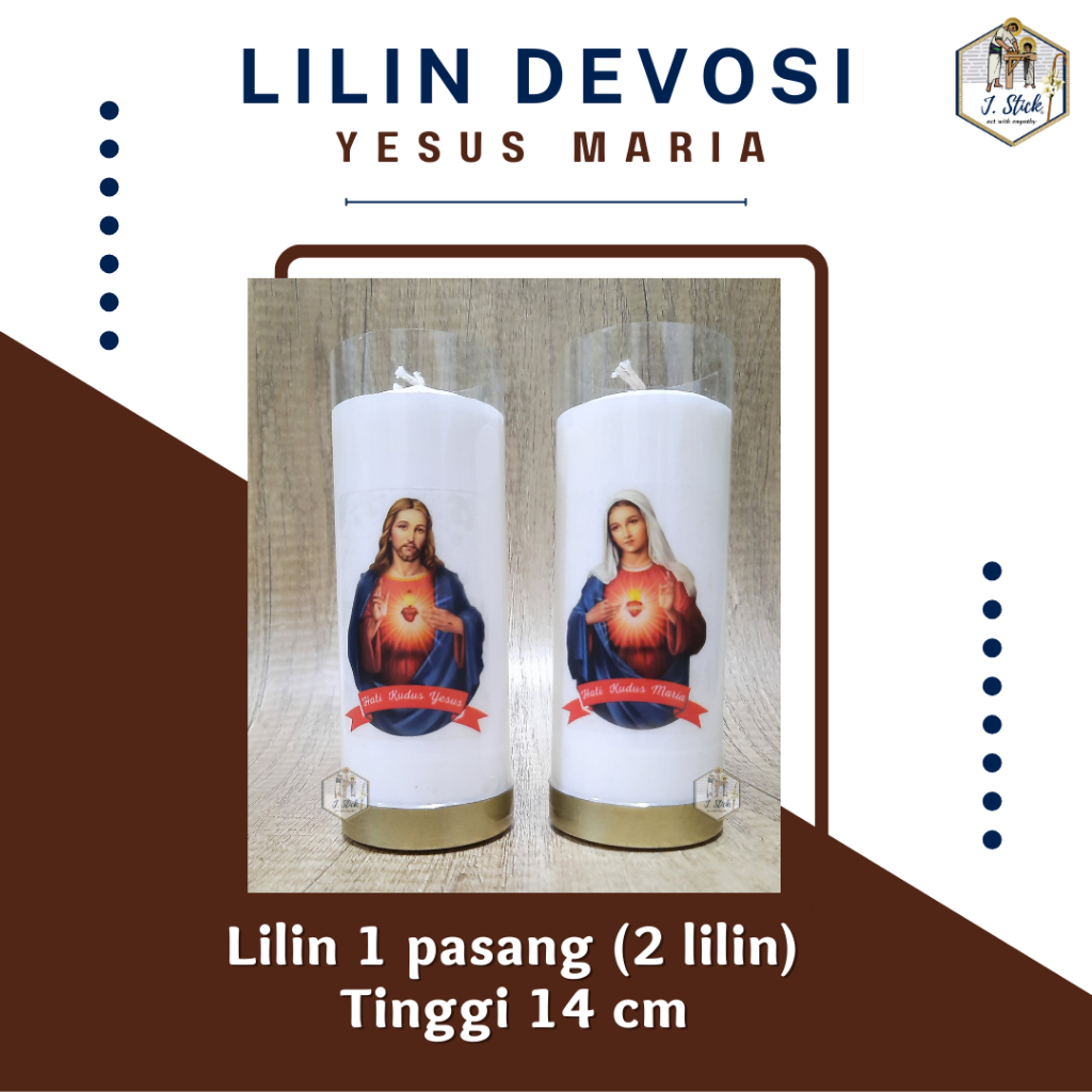 LILIN DOA, Hati Kudus YESUS &amp; MARIA, Sepasang ( 2buah), 14cm