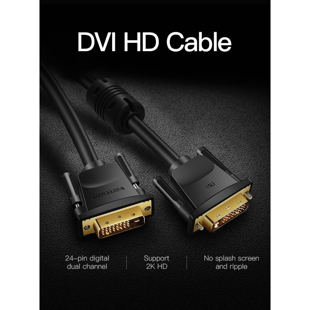 Vention Kabel DVI to DVI DVI-D Dual Link 24+1 Male to Male Braided