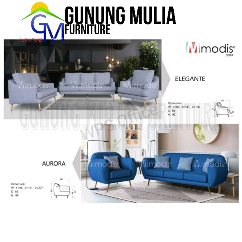 Sofa Tamu Mewah Modis Type 321Merk Modis Elegante Dan Aurora