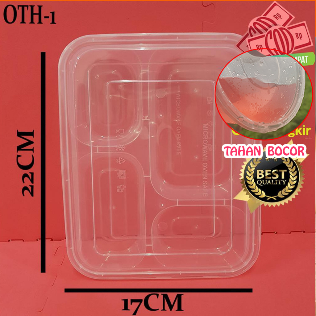 Thinwall Bento Box Sekat 4/  Kotak Makan Plastik/ OTHS 1 SATUAN