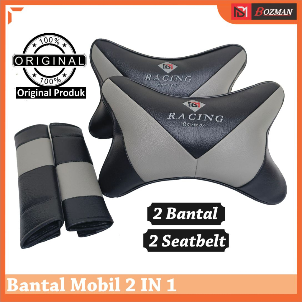 Set Bantal Mobil Racing 2 in 1 Bantal Mobil / Headrest dan Cover Seatbelt