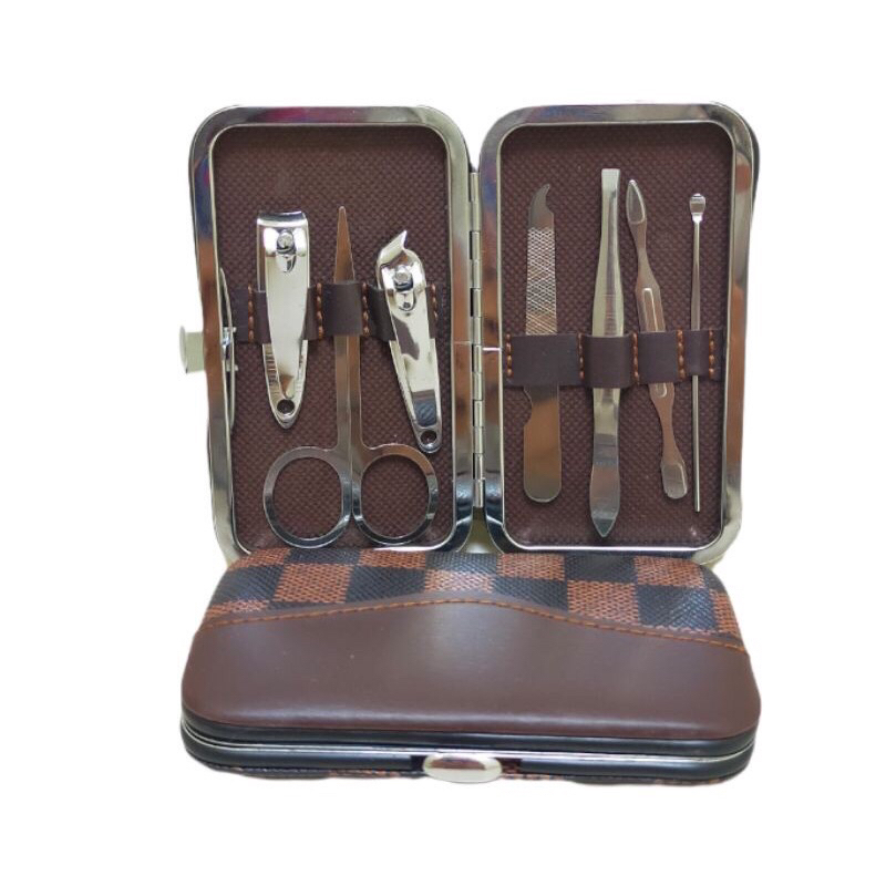 Manicure Pedicure Set 7in1 Dompet Paket Pembersih Kuku / Perawatan Kuku Serbaguna / Paket Pembersih Kuku Pinset Gunting Lancip