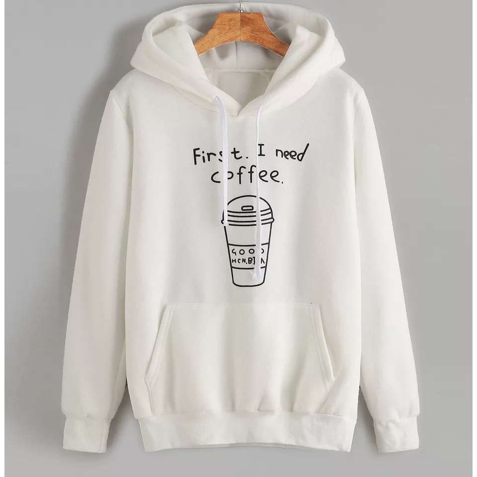 Parisdivarious Sweater Hoodie Jemper I Need Coffee Bahan Fleece Size S - XXL (Pria &amp; Wanita)