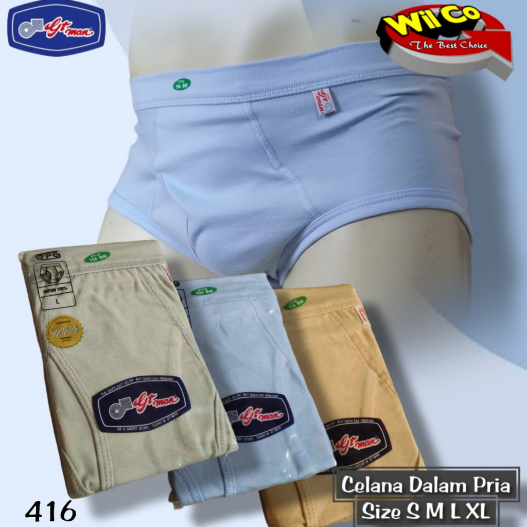 K416T - (HARGA PER 3 Pcs) CELANA DALAM PRIA SEGITIGA GT MAN SIZE S - XL