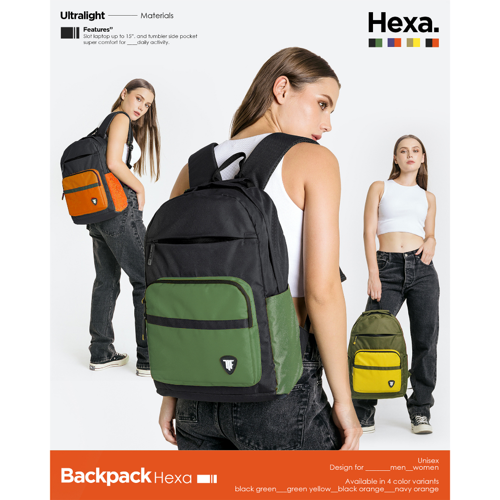 Moral Flat Official-Tas Ransel-Backpack-Hexa series-Black Green
