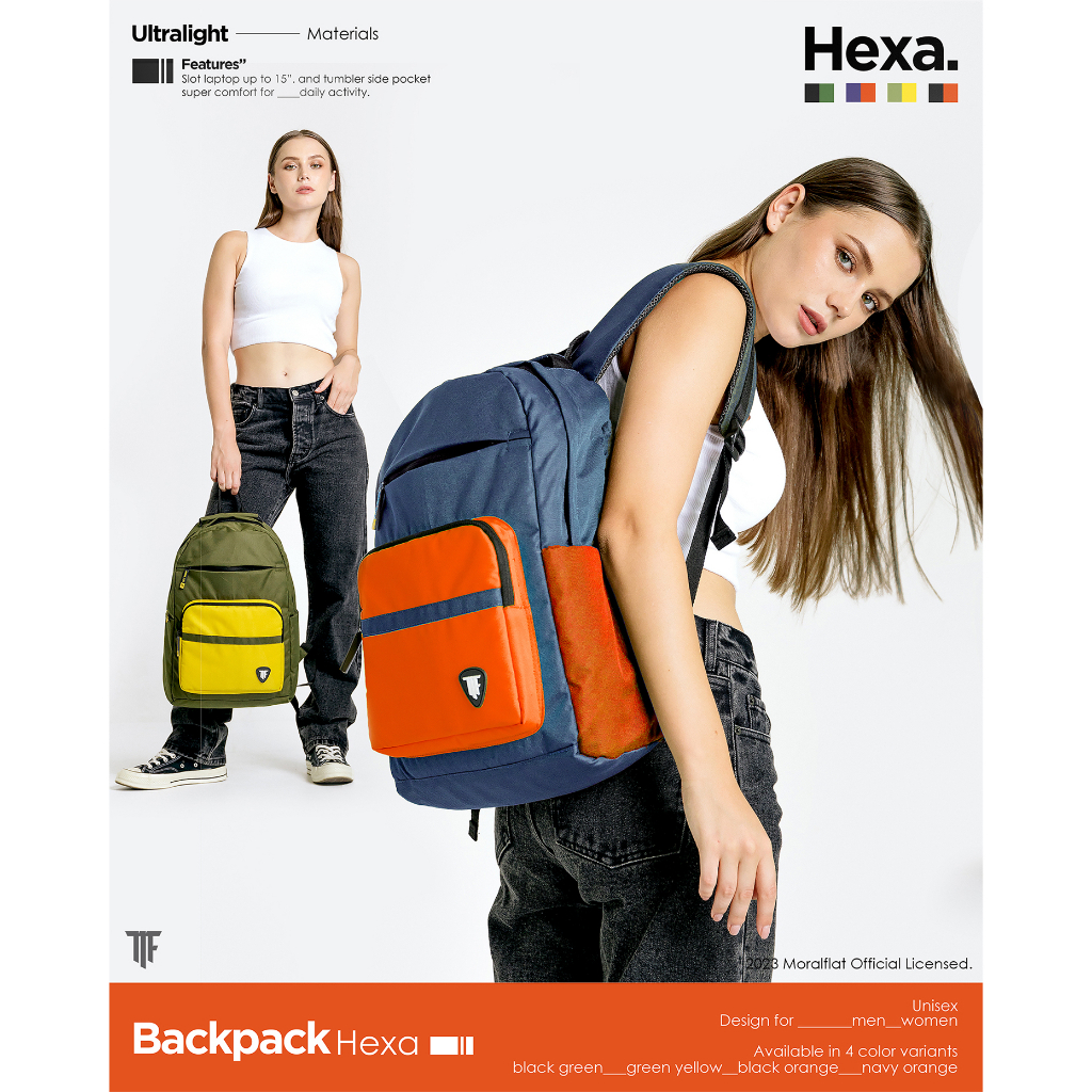 Moral Flat Official-Tas Ransel-Backpack-Hexa series-Navy Orange