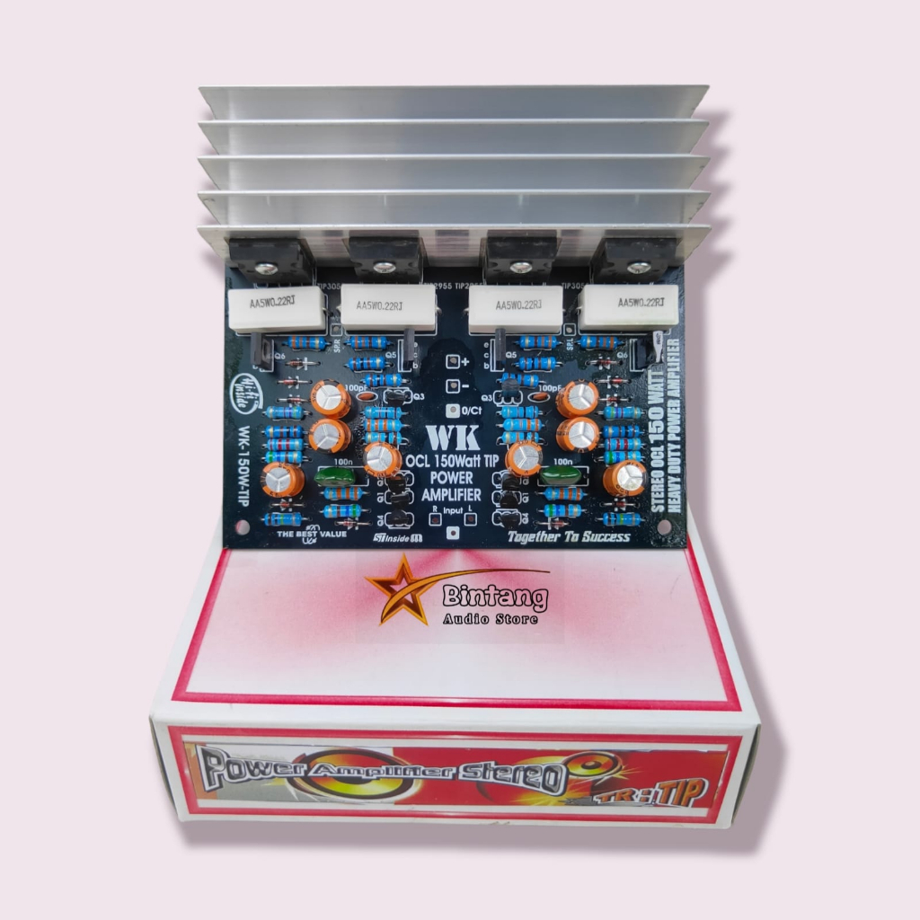 Driver Power Amplifier Stereo OCL 150w 150 watt lengkap TIP final ST Tip 2955 3055 + Heatsink super 